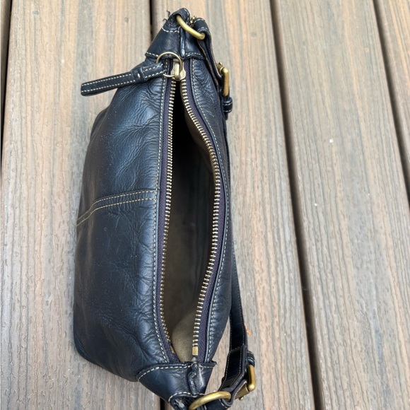 Vintage Coach Black Leather Mini Hobo Shoulder Pocketbook Bag Brass Hardware - Picture 13 of 16